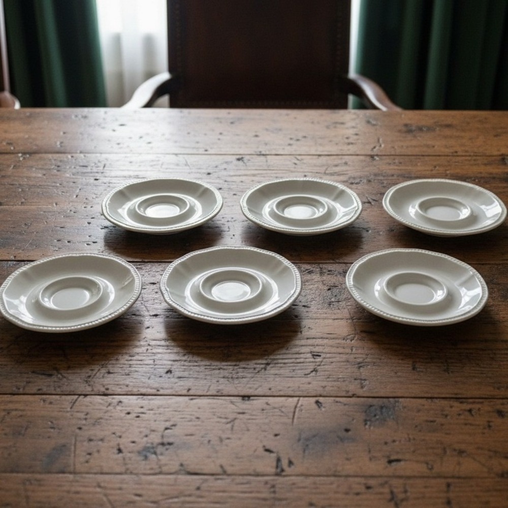 KENSINGTON STAFFORDSHIRE White (6) 6 1/8" Saucers Ironstone *